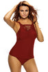 Sexy Purplish Red Ruched Tank Top Tankini Set Swimwear